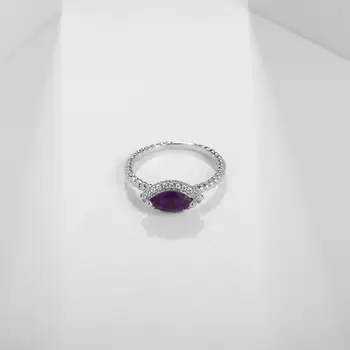 GEM'S BALLET naturalny szafir topaz ametyst kamienie pierścień biżuteria klasyczne srebro próby 925 Markiza halo pierścienie dla kobiet