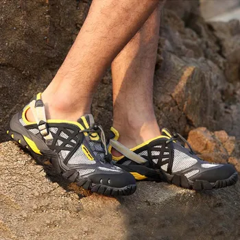Turystyczne buty letnie mężczyźni szybkoschnąca wodoodporne buty siatka plaża, odkryty sandały trekingowe buty Trail buty 47 taktyczne buty