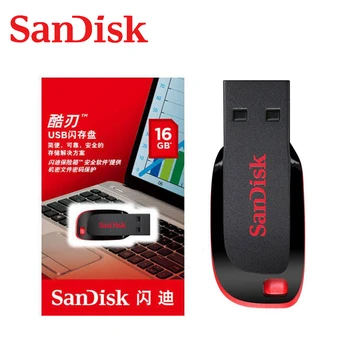 Oryginalny SanDisk Cruzer Blade CZ50 USB Flash Drive 64GB, 128GB 32GB 16GB Pen Drive USB 2.0 Disk Pendrive Memory Stick
