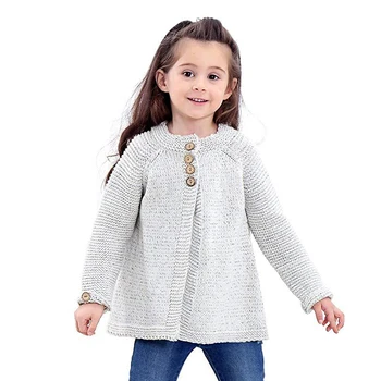 Geckatte 2020 New Baby Girl Clothes Solid Button Knitted Girls Coat Kids Coates For Girls Odzież Dziecięca Dla Dziewczynek Casual