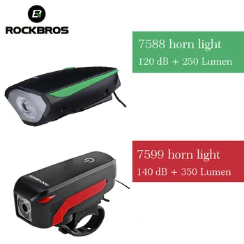 ROCKBRO 3 w 1 rowerowa światło USB Akumulator led 1200mAh wodoodporny 350 lumenów światła główne 120Db Róg rower jazda na rowerze akcesoria