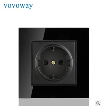Vovoway power wall socket hartowana szklana panel AC110V-250V 16A EU standard socket