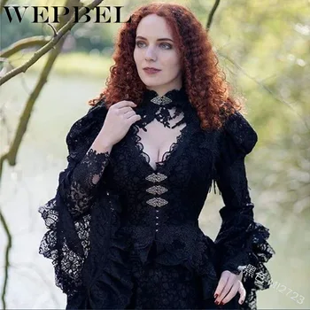 WEPBEL Ladies Vintage Style Gothic Dress długość podłogi kobiety cosplay sukienki retro długi średniowieczny strój wieczorowy