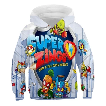 Super Zings 3D z Kapturem płaszcz dziecięce bluzy 3D SuperZings dziecięce swetry kurtki bluzy chłopcy dziewczęta dresy odzież uliczna