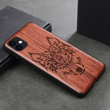 Naturalny, drewniane etui dla telefonu iPhone 11 Pro XS X Max XR 8 7 Plus drewniany laser grawerowanie wzór wykonany na zamówienie pokrowiec etui prezent