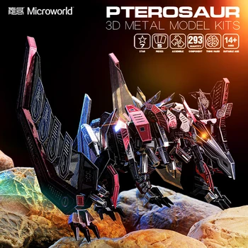 Microworld Dinosaur Pterosaur model kits DIY cięcie laserowe Jigsaw puzzle fighter model 3D metal Puzzle Toys for Children Gifts