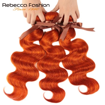 Rebecca Orange Hair Bundles Brazylijska Ciało Fala Remy Przedłużanie Włosów Ludzkich Od 8 Do 28 Cali 1/3/4 Wiązki