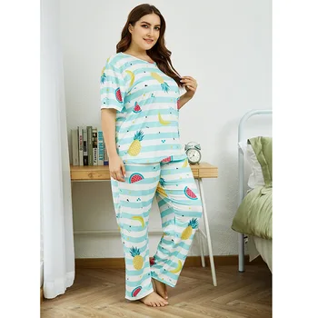 4XL rozmiar plus letnie damskie piżamy dobrej jakości słodkie owoce druku piżamy zestawy piękny casual Pijama strona odzież bielizna nocna