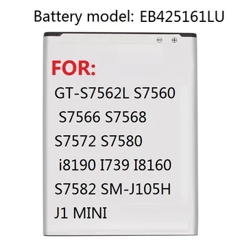 Bateria EB425161LU do Samsung GT-S7562L S7560 S7566 S7568 S7572 S7580 i8190 I739 I8160 S7582 SM-J105H J1 MINI