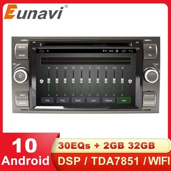 Eunavi 2 din samochodowy odtwarzacz multimedialny z systemem Android 10 Auto DVD GPS radio do Ford Mondeo S-max Focus C-MAX Galaxy Fiesta Form Fusion DSP