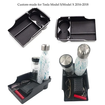 Dla Tesla Model S/X Główny organizator podajnik podlokietnik schowek i uchwyty na kubki 2016\2017\2018 płyta pojemnik na akcesoria