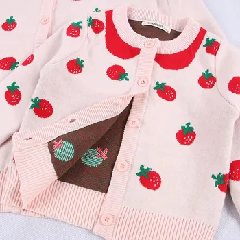 Nowy, rodzinny zdaniem sweter wiosna jesień matka i córka odzież różowy truskawki żakardowe sweter Księżniczka kurtka sweter