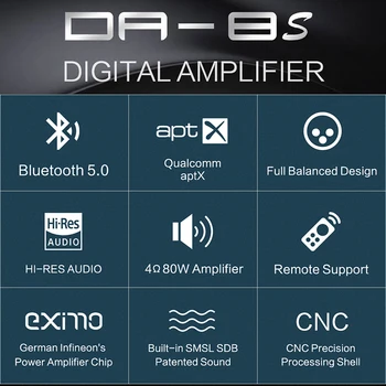 SMSL DA-8S 80W/PC Full balanced Bluetooth5.0 Digital Amplifier AMP 80W/PC Full balanced Bluetooth Remote support aptX DA 8S DA8S