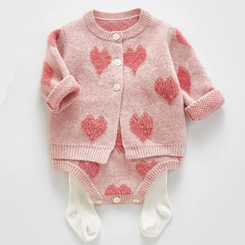 Baby Girl Suit Set Baby coat + Romper 2szt strój wiosna jesień dziecięca stylowe słodka miłość odzież Baby Outfit Baby Girl odzież