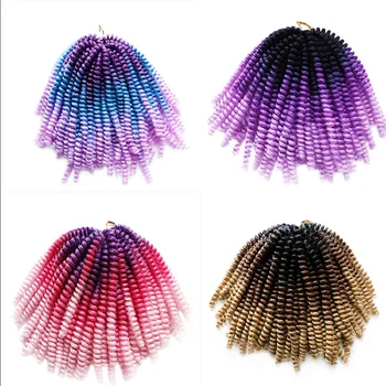 8 cali pasja twist szydełka włosy Wiosna twist włosy szydełka warkoczyki syntetyczne plecionki przedłużanie włosów Crotchet Rainbow 30Roots
