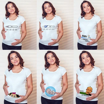 Macierzyństwo tylko że ma prawdziwy zabawny test ciążowy ładny ciąży koszula dla pań śmieszne ciąży tee bluzki dziecięce reklamy t-shirt