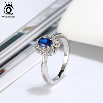 ORSA JEWELS luksusowy стерлинговое srebrny niebieski duży Cyrkon pierścień idealnie wypolerowane партийное pierścień akcesoria mody wykwintne biżuteria SR175