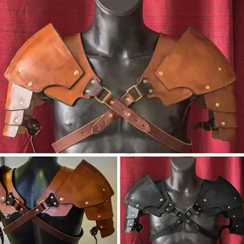Średniowieczny retro punk sztuczna skóra rycerz żołnierzy opadała wojskowa pancerz Halloween mężczyźni cosplay kamizelka nóż pokrywa pancerz