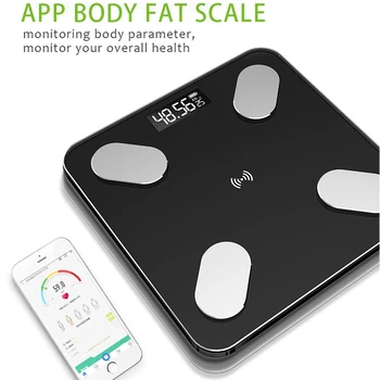 Bluetooth wagi elektroniczne Body Fat Scale wagowe Wagi ważenie dla ciała cyfrowe wagowe Wagi szkło hartowane na LCD