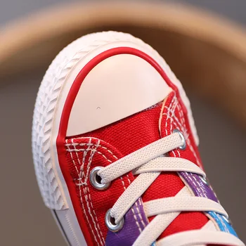 Dziecięce buty do biegania dla dzieci na płótnie buty tęczowego kolory mieszane paski duże obuwie dla chłopców i dziewcząt 2021 wiosna jesień 25-37