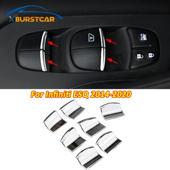 Xburstcar Auto for Infiniti Esq - 2020 7 szt./kpl. ABS Chrome Car Window Podnośnik Switch Button Cover Trim akcesoria