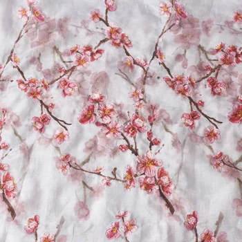 Wysokiej jakości tkanina Rami pink plum haft tissus High-end materiał odzieży