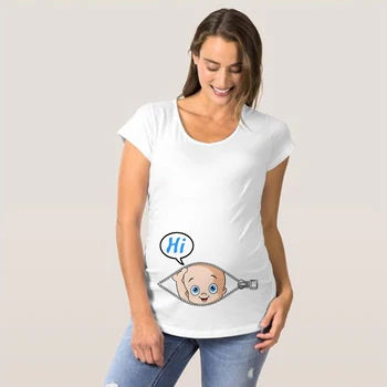 Baby printing kobiety w ciąży koszulka śmieszne koszulki ciąży dla modnych mamo ładny wzór druku macierzyństwa koszula z krótkim rękawem topy
