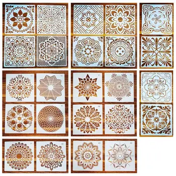 24 szt. malowanie szablonów do podłogi płytki ścienne tkaniny Drewnem sztuka i rzemiosło dostawy Mandala szablon wielokrotnego użytku