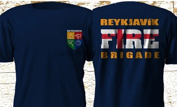 Nowa Islandia Reykjavik straż pożarna straż pożarna, Granatowy t-shirt S-3xl Haokan