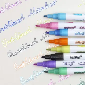 Self-outline Metallic Markers, 8pcs Double Line Pen BuIIet Journal pensão residencial policarpo evora & Colore