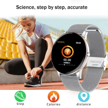 LIGE pełny ekran dotykowy męskie zegarek sportowy fitness-zegarek tętno ciśnienie krwi wodoodporny zegarek dla kobiet dla Androida i ios