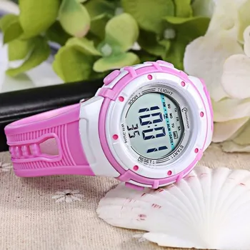 Zegar cyfrowy dla dziewczyn dla Dzieci sportowe wielofunkcyjne zegarki Fuchsia dla dziewczyn