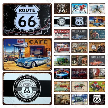 Route 66 Metalowa Blaszany Szyld Amerykańską Route 66 Bar, Restauracja, Garaż Dom Kryty Basen, Metalowe, Ściany Sztuka Dekoracji Płyty