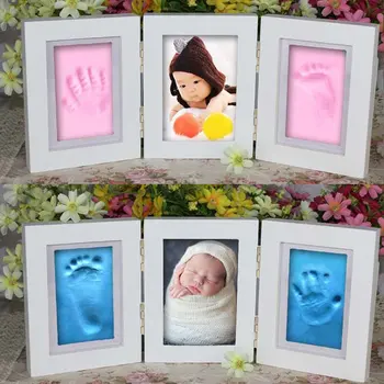 OUTAD Cute 3D DIY Baby Photo frame odcisk, ślad stopy miękka glina bezpieczny pojemnik domowy dekoracje Ślubne prezenty na urodziny bez pokrywy