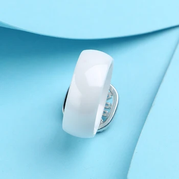 Pierścionek zaręczynowy dla kobiet klasyczna kwadratowa szlif AAA+ CZ Kryształ kolor srebrny moda zdrowe ceramiczne pierścienie damskie biżuterię Chirstmas