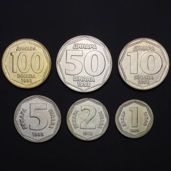 6szt jugosłowiańska moneta oryginalna moneta 1993 roku produkcji nie циркулировала