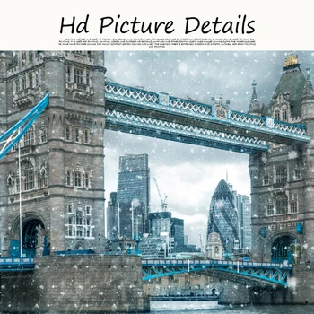 Tower bridge Londyn krajobraz, druk na płótnie śnieg dzień Anglia plakaty i wydruki na płótnie obrazy do salonu Wystrój