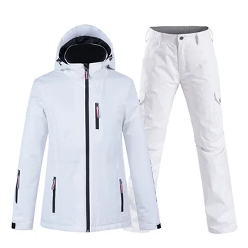 Nowy czysty kolor biały damska snow garnitur, odzież, Snowboard zestaw ubrań 10k wodoodporna, wiatroszczelna zimowy kombinezon kurtka narciarska + śnieżne spodnie