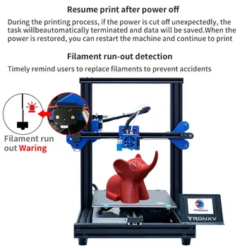 TRONXY drukarka 3D XY-2 Pro zmodernizowany szybkie nagrzewanie automatyczne wyrównywanie wznowienie awarii zasilania drukowanie żarnika biegają detektor Titan