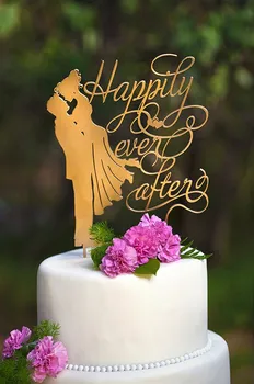 Akrylowe lustro złote ciasto topper szczęśliwie po panny młodej i pana młodego wedding cake Topper na wesele dekoracja ciasto akcesoria
