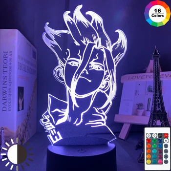 Anime Dr Stone Figure Table 3d Lamp for Kids dla dzieci sypialnia decor nocne manga prezent dla niego akrylowy Led lampa
