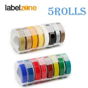 Multicolor 5Rolls 3D 9mm PVC Embassing Label Tape zgodny ręczna drukarka etykiet Dymo 1610 12965 dla producentów etykiet Motex E101