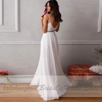 Vestidos z dwóch części suknia ślubna w wyjątkowym boho wesele suknie ślubne 2020 Trouwjurk koronki suknie ślubne na plaży