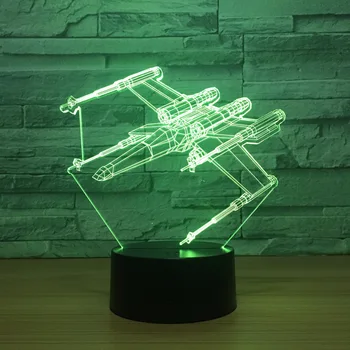 X Fighter 3D Illusion Lamp 7 Color Plane Led 3D Night Lights Star Wars Touch Usb Table Lampara Lampe Baby Sleeping Nightlight