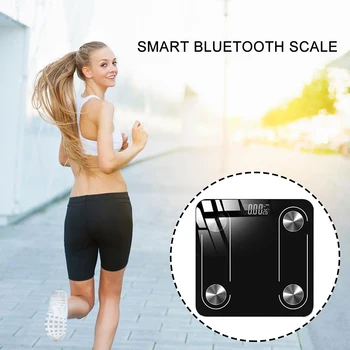 0.2 kg-180kg Smart Bluetooth Floor Scale Body Weight Scale ładowania USB szkło hartowane Body Fat, BMI wagowe Wagi Dropship