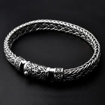925 srebro kolor bransoletki szerokość 8 mm klasyczny przewód-kabel łańcuszek tajski Srebrny bransoletki dla kobiet, mężczyzn biżuteria prezenty