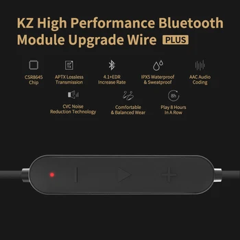 KZ MMCX Bluetooth moduł 5.0 bezprzewodowy stykowe aktualizacji słuchawek wsparcie AptX wodoodporny do KZ ZS10 ZS5 ZS6 ZS3 ES4 ZSA