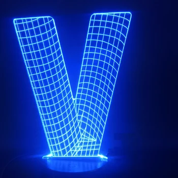 Mesh Letter V 3D Lamp Novelty Teenage Prize for Battery Operated Hologram Colorful with Remote Hologram Led Night Light Lamp
