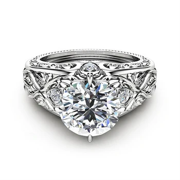 HuiSept moda 925 srebrny pierścień dla kobiet przez cały Cyrkon kamienie szlachetne, pierścionki, biżuteria ślubna obietnica prezent biżuterię różowe złoto kolor