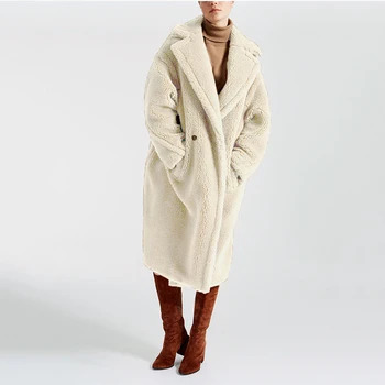 Płaszcz ze sztucznego futra luksusowy wzór elegancka kurtka Teddy kurtki sztuczna lampa jesień zima ciepła plus rozmiar leopard długa ciepła odzież damska
